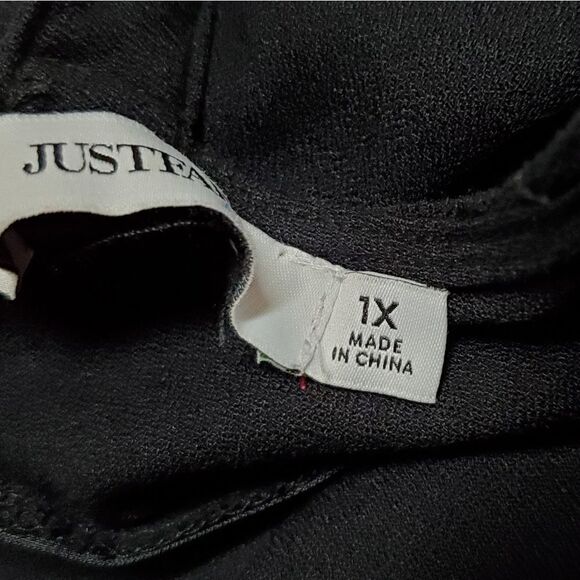 JUSTFAB Black Cold Shoulder Wide Leg Lace Belted Halter Plus Size Jumpsuit 1X - Picture 12 of 13